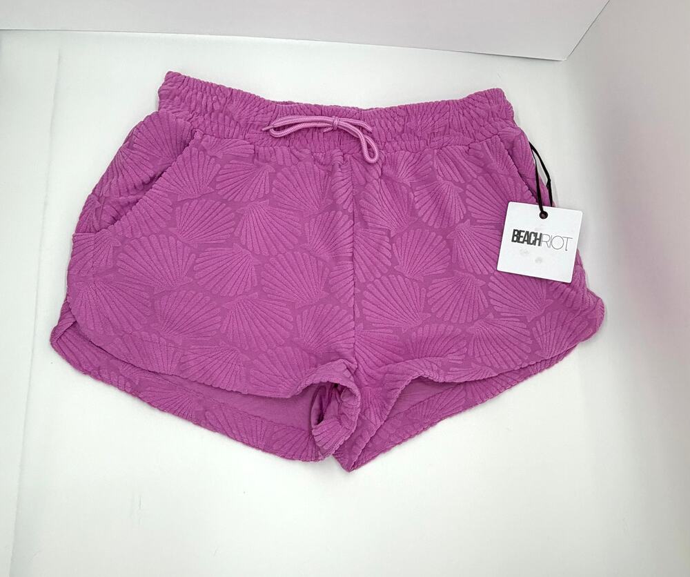 Beach Riot Kiara Shorts Womens M Shell Pink Terry Jacquard Swim Cover Up